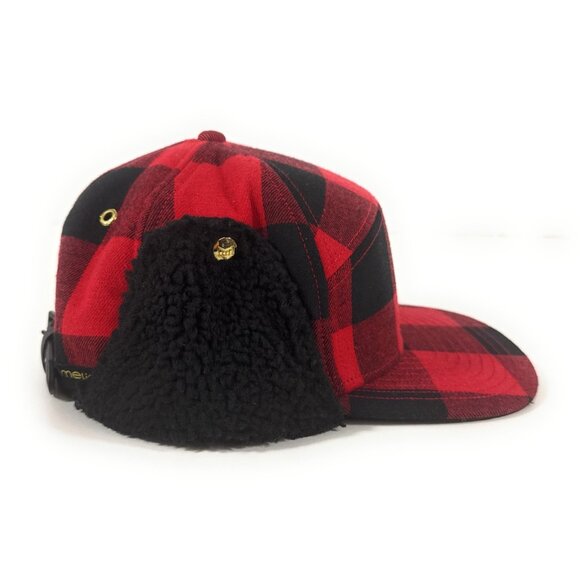 Melin Thermal Lumberjack Strapback Hat Red Black Ear Flap Warm Winter - Picture 6 of 11